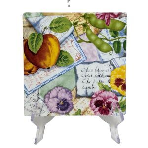 Saint James Fine China by Hankook Floral and Fruit Decorative Tile Trivet
